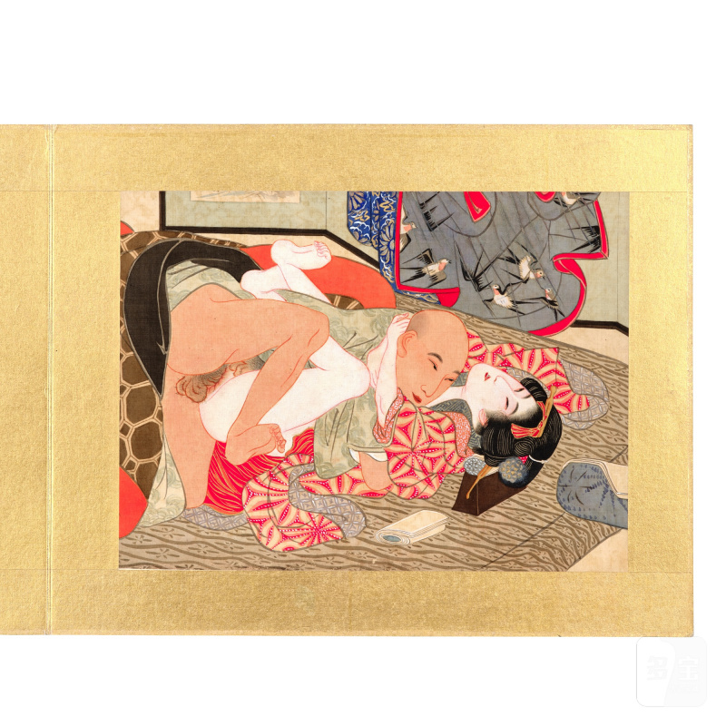 An album of twelve Japanese erotic paintings, Edo period, late 19th century | 江戶時期 十九世紀晚期 風俗畫一冊十二幅 - 图4